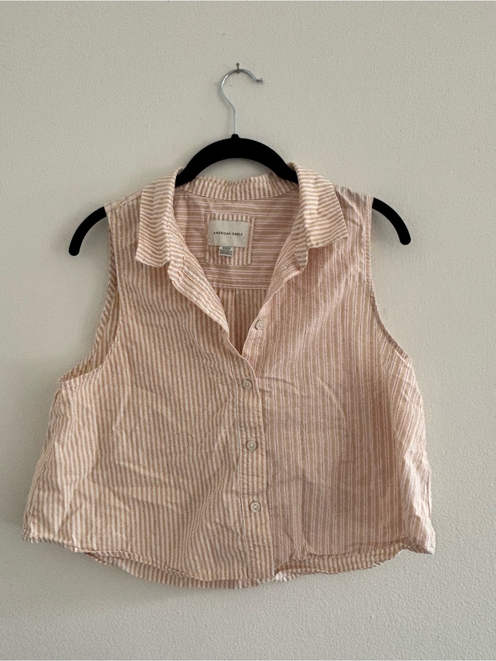 American Eagle Outfitters Striped Sleeveless Button-Down